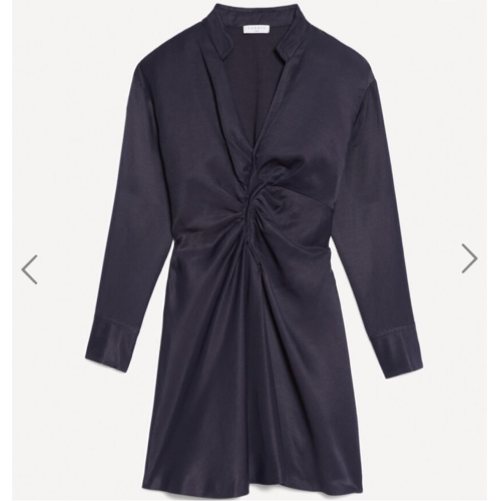 Sandro Long Sleeve Short Dress in Navy Blue